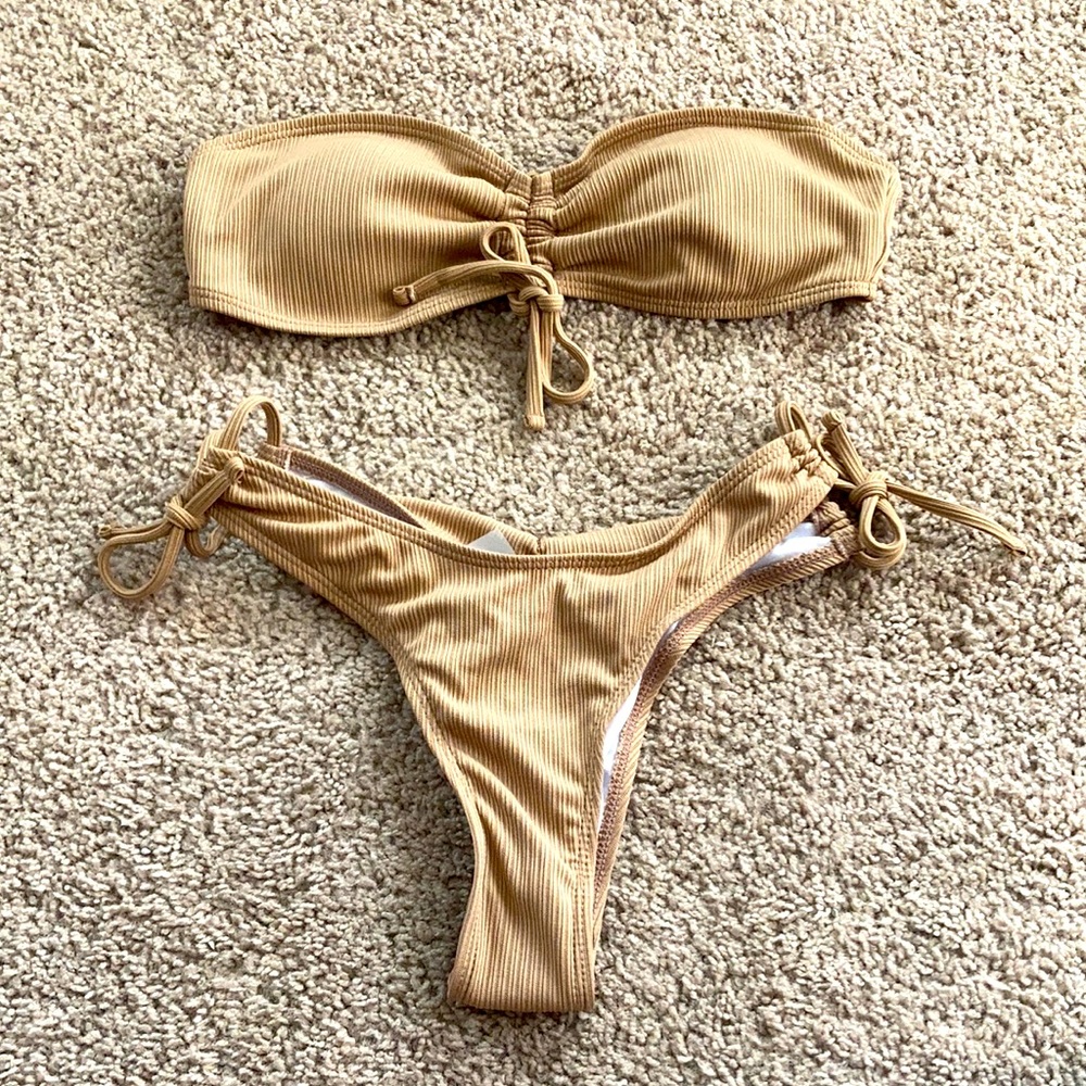 Nude strapless bathing suit